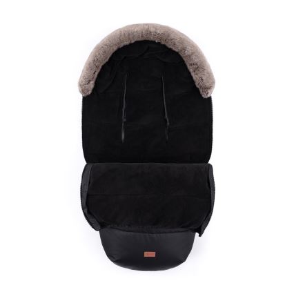 PETITE&MARS - CONJUNTO Saco-cama 4 em 1 COMFY + protetor para mãos para carrinho de passeio FURRY Forever Black