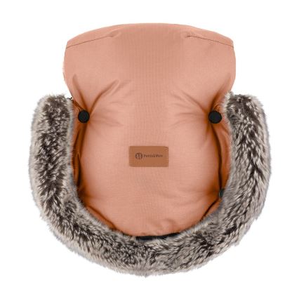 PETITE&MARS - CONJUNTO Saco-cama 4 em 1 COMFY + protetor para mãos para carrinho de passeio FURRY Pastel Peach
