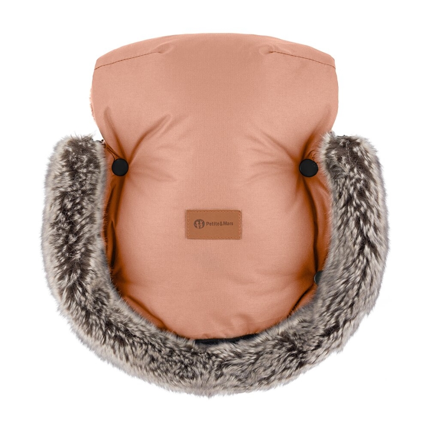 PETITE&MARS - CONJUNTO Saco-cama 4 em 1 COMFY + protetor para mãos para carrinho de passeio FURRY Pastel Peach