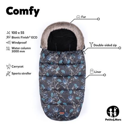 PETITE&MARS - CONJUNTO Saco-cama 4 em 1 COMFY + protetor para mãos para carrinho de passeio FURRY Pastel Peach