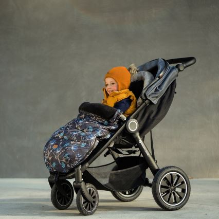 PETITE&MARS - CONJUNTO Saco-cama 4 em 1 COMFY Stylish Beauty + protetor para mãos para carrinho de passeio FURRY Forever Black