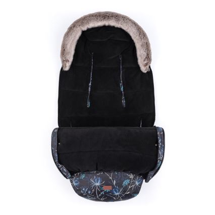PETITE&MARS - CONJUNTO Saco-cama 4 em 1 COMFY Stylish Beauty + protetor para mãos para carrinho de passeio FURRY Forever Black