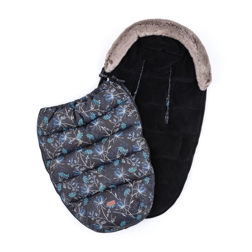 PETITE&MARS - CONJUNTO Saco-cama 4 em 1 COMFY Stylish Beauty + protetor para mãos para carrinho de passeio FURRY Forever Black