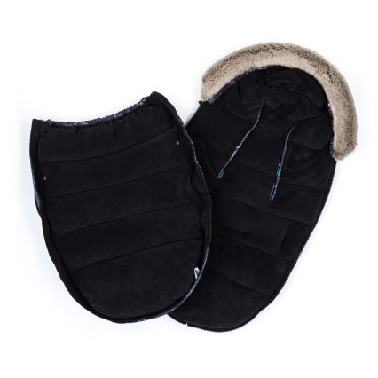 PETITE&MARS - CONJUNTO Saco-cama 4 em 1 COMFY Stylish Beauty + protetor para mãos para carrinho de passeio FURRY Forever Black
