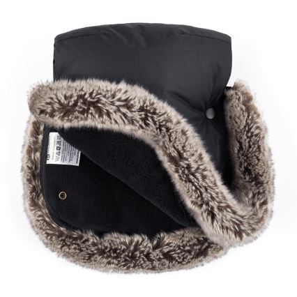 PETITE&MARS - CONJUNTO Saco-cama 4 em 1 COMFY Stylish Beauty + protetor para mãos para carrinho de passeio FURRY Forever Black