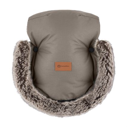 PETITE&MARS - CONJUNTO Saco para carrinho infantil 4 em 1 COMFY + manoplas para carrinho FURRY Mocha Mousse