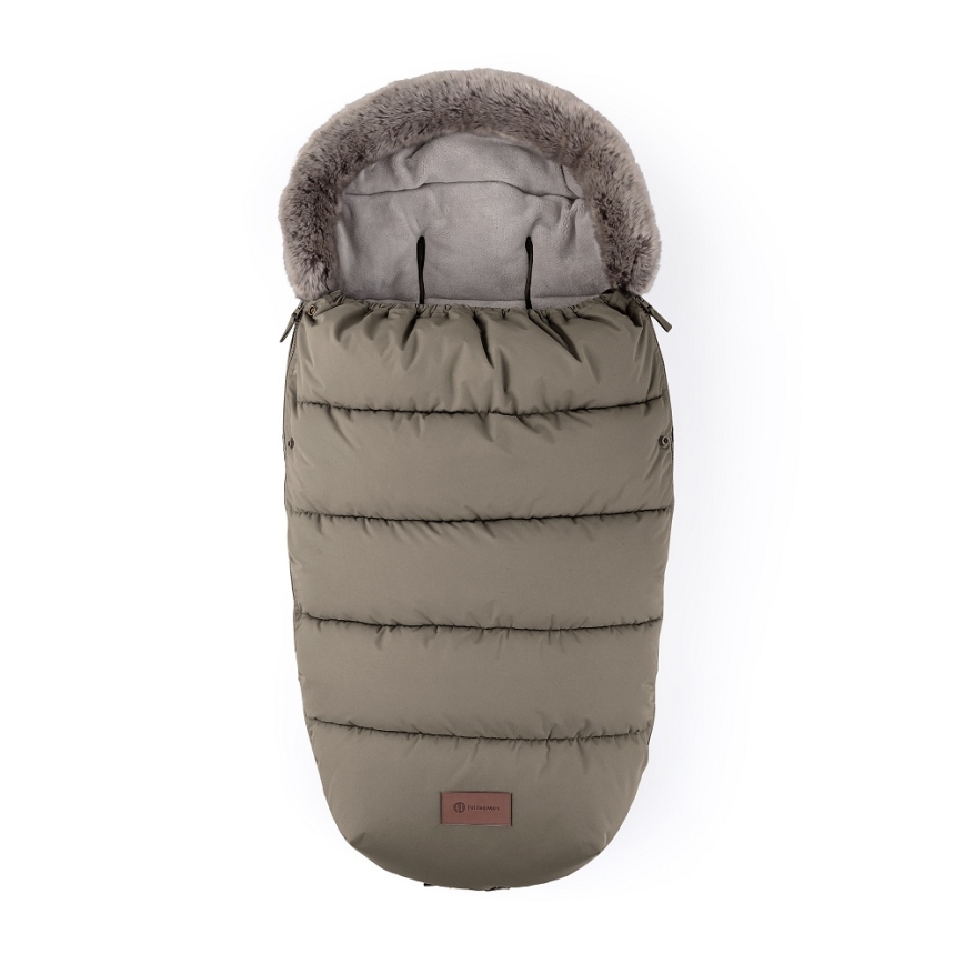 PETITE&MARS - CONJUNTO Saco para carrinho infantil 4 em 1 COMFY + manoplas para carrinho FURRY Mocha Mousse