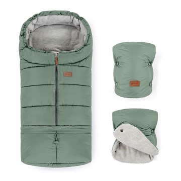 PETITE&MARS - CONJUNTO Saco para bebé 3in1 JIBOT + luvas para carrinho de bebé JASIE green