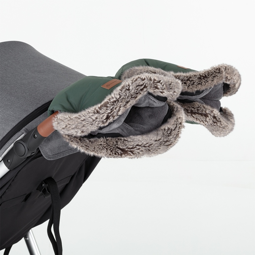 PETITE&MARS - CONJUNTO Saco para bebé 4 em 1 COMFY + manoplas para carrinho FURRY Caqui