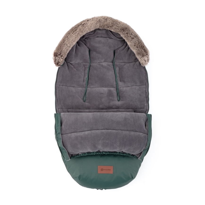 PETITE&MARS - CONJUNTO Saco para bebé 4 em 1 COMFY + manoplas para carrinho FURRY Caqui