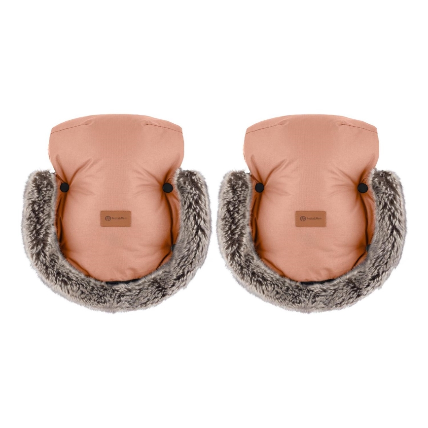 PETITE&MARS - Luvas  para carrinho de passeio FURRY Pastel Peach