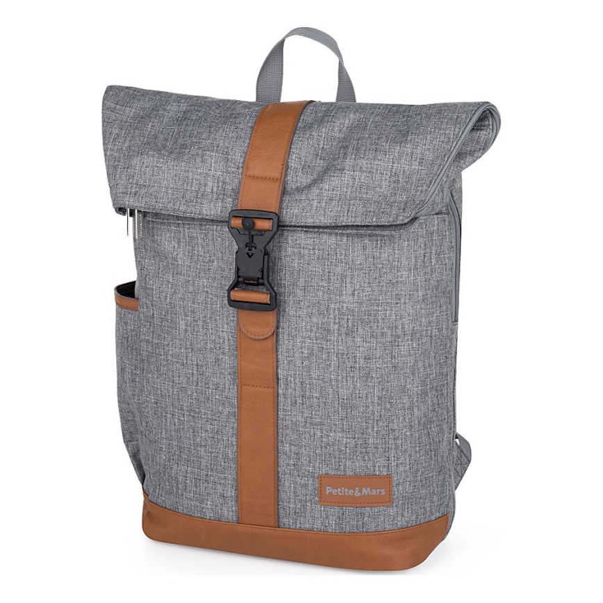 PETITE&MARS - Mochila para muda de roupa para carrinho de bebé JACKOB cinzento