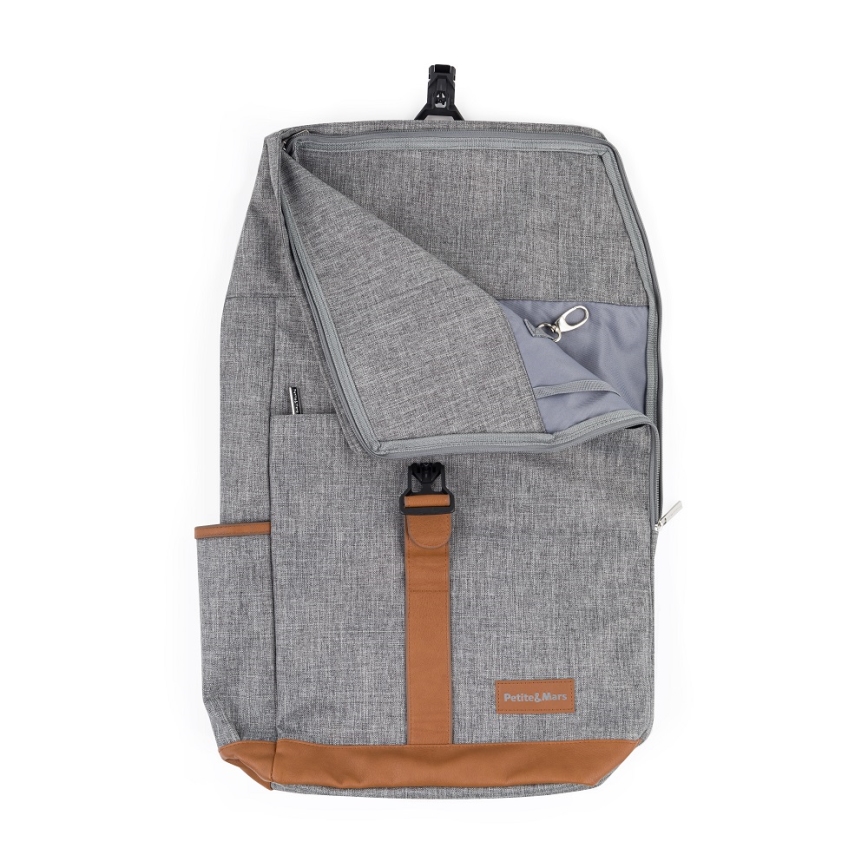 PETITE&MARS - Mochila para muda de roupa para carrinho de bebé JACKOB cinzento