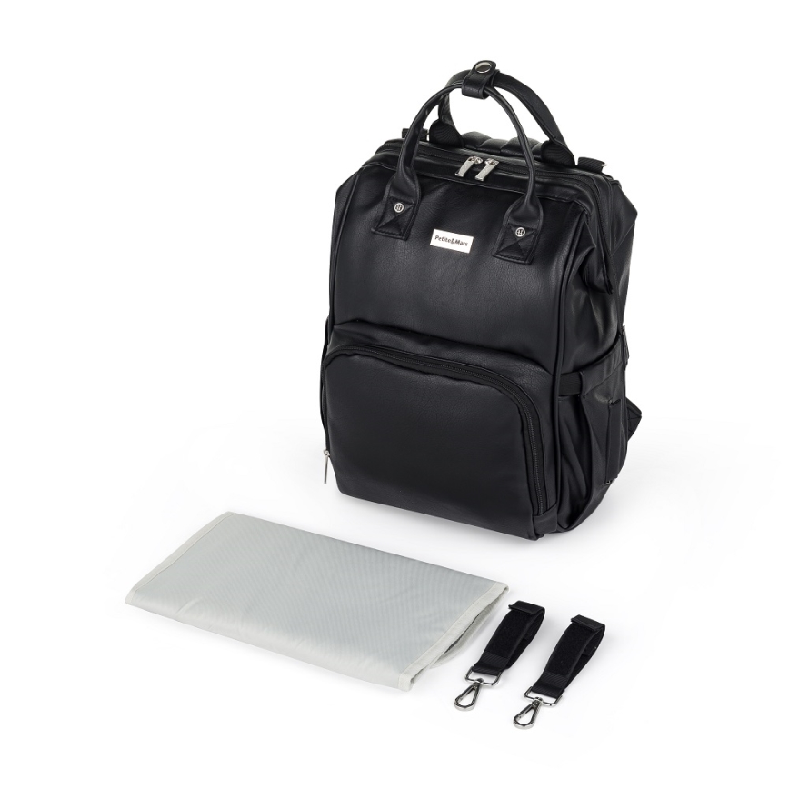 PETITE&MARS - Mochila para muda de roupa para carrinho de bebé JASPER preto