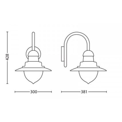 Philips 01652/06/PN - Luz de parede de exterior MYGARDEN RAINDROP 1xE27/53W/230V IP44