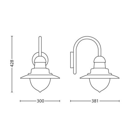 Philips 01652/30/PN - Luz de parede de exterior MYGARDEN RAINDROP 1xE27/60W/230V IP44