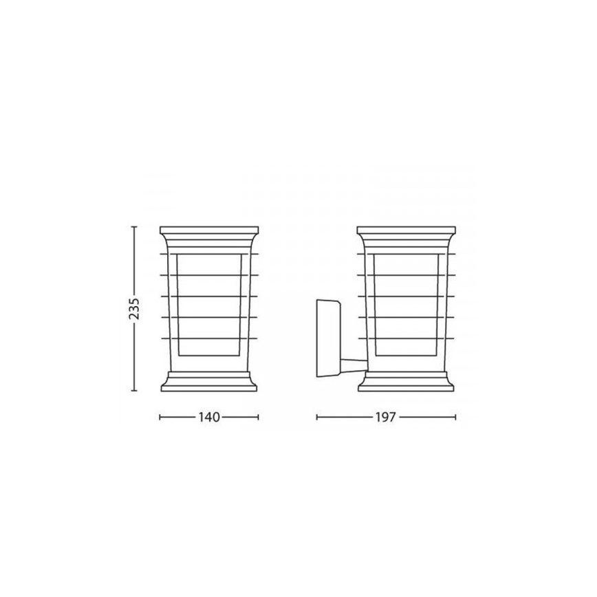 Philips 15280/54/PN - Candeeiro de parede exterior LED MyGarden PATIO 1xE27/60W/230V IP44
