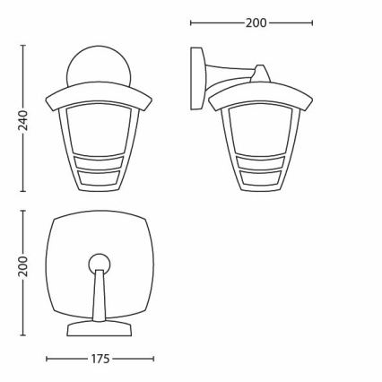 Philips - Iluminação de parede exterior 1xE27/60W/230V
