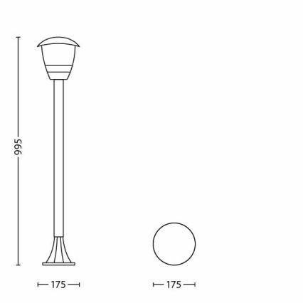Philips 15383/30/16 - Candeeiro de exterior MYGARDEN CREEK 1xE27/60W/230V preto antigo IP44