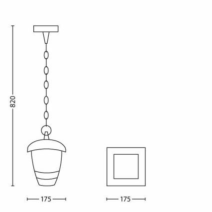 Philips - Candelabro exterior suspenso 1xE27/60W/230V preto IP44