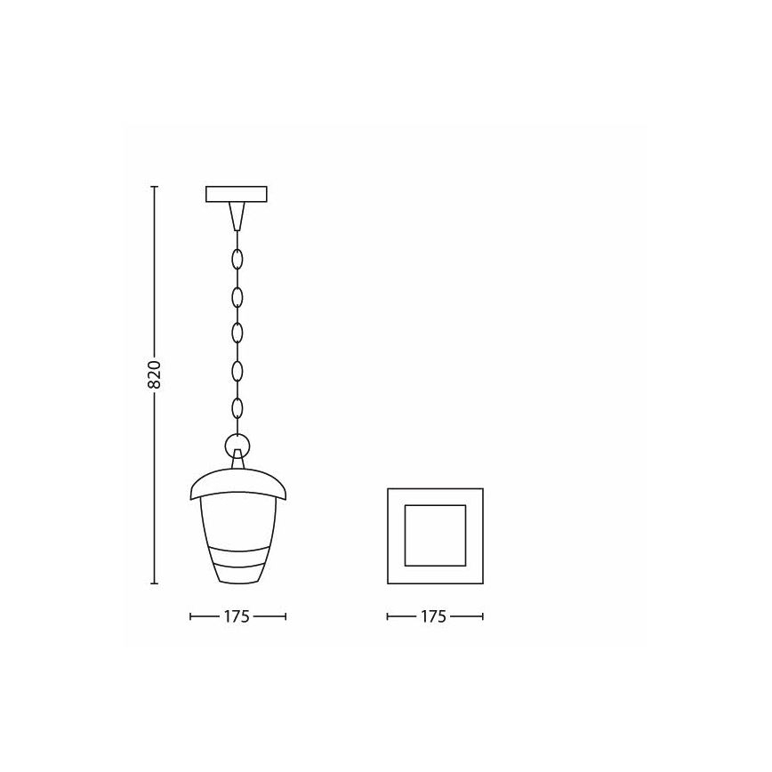 Philips - Candelabro exterior suspenso 1xE27/60W/230V preto IP44