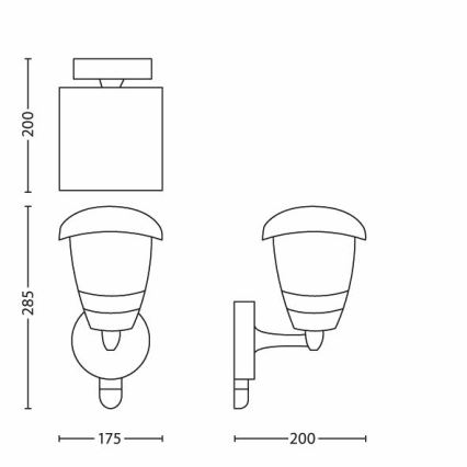 Philips - Luz de parede de exterior com sensor 1xE27/60W IP44