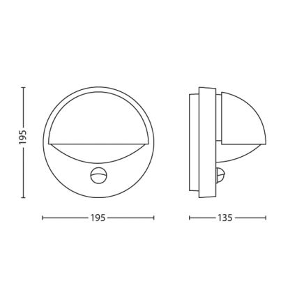 Philips - Iluminação de parede exterior com sensor E27/12W IP44