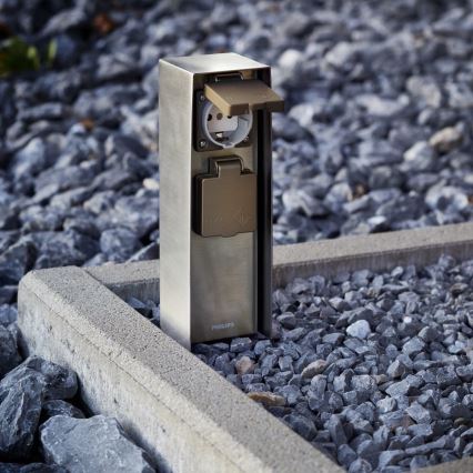Philips 17108/47/16 - Coluna exterior com tomada MYGARDEN ROCK 230V IP44 SCHUKO