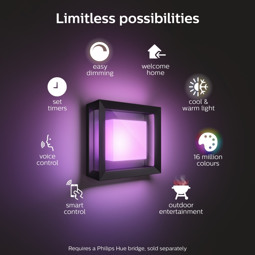 Philips - LED RGBW Iluminação de parede exterior com regulação Hue ECONIC LED/15W/230V 2000-6500K IP44
