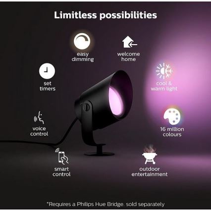 Philips - Lâmpada exterior LED RGB regulável Hue LILY LED/15W/230V IP65