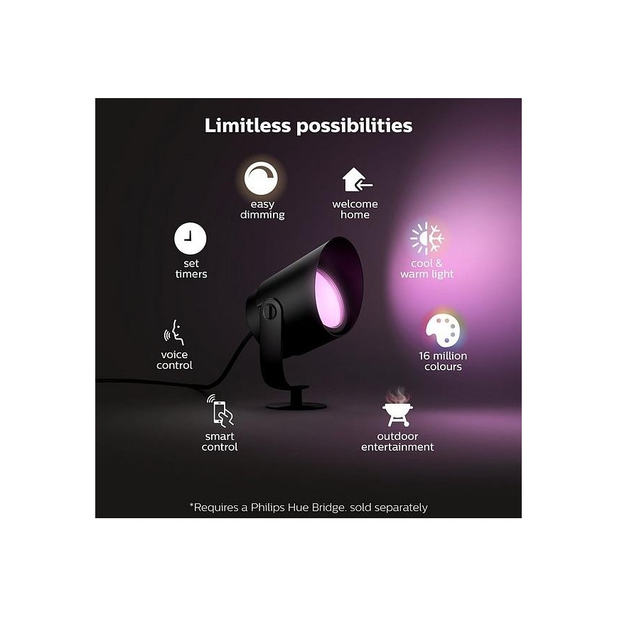 Philips - Lâmpada exterior LED RGB regulável Hue LILY LED/15W/230V IP65