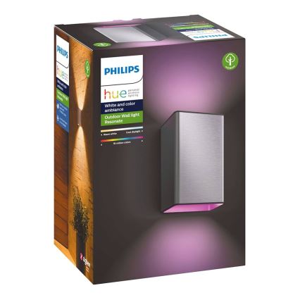 LED RGBW Iluminação de parede exterior com regulação Hue RESONATE 2xLED/8W/230V 2000-6500K IP44
