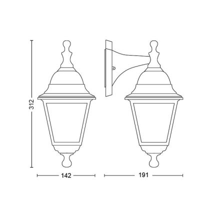 Philips - Iluminação de parede exterior 1xE27/60W/230V IP44