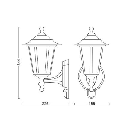 Philips - Iluminação de parede exterior com sensor 1xE27/60W/230V IP44