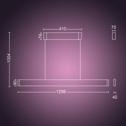 Philips -  LED RGBW Candelabro suspenso com regulação Hue ENSIS White And Color Ambiance 2xLED/39W/230V