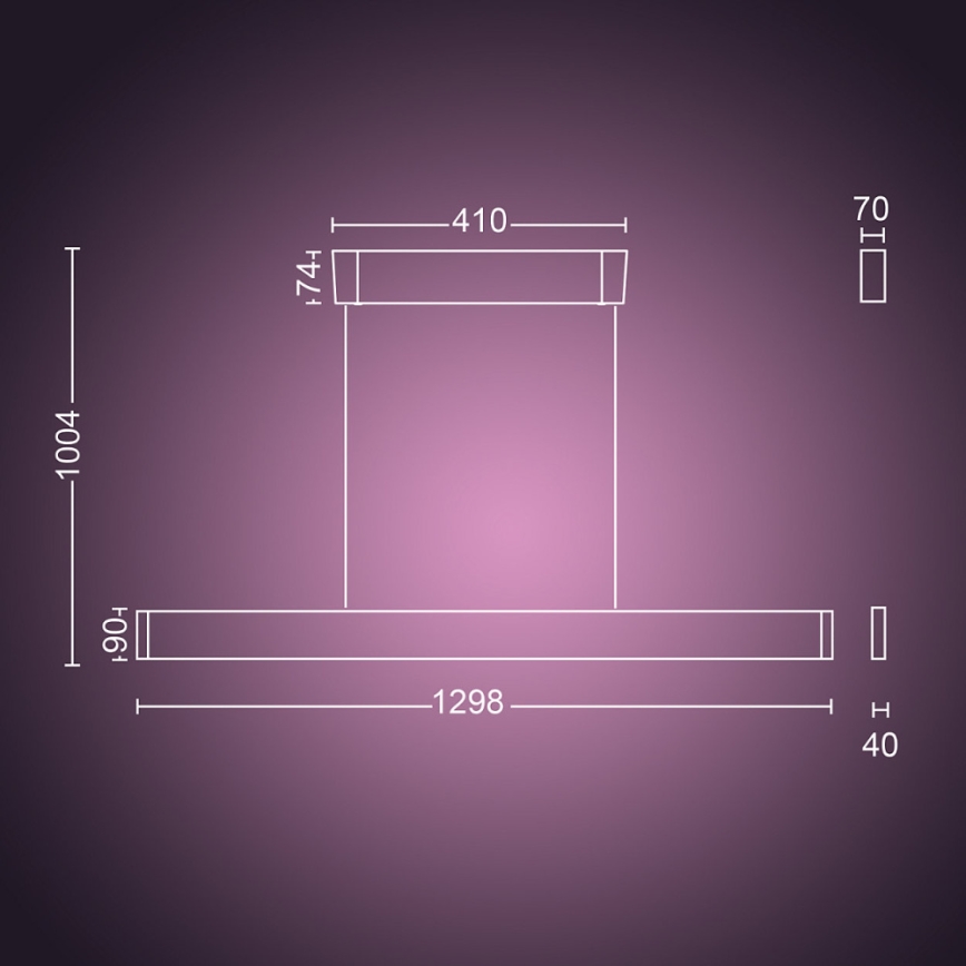 Philips -  LED RGBW Candelabro suspenso com regulação Hue ENSIS White And Color Ambiance 2xLED/39W/230V