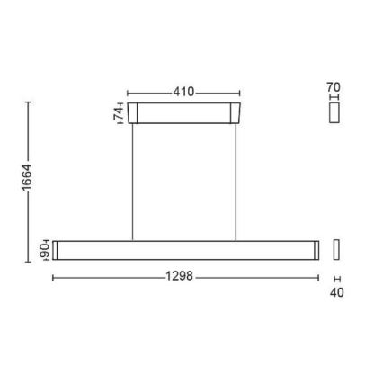 Philips - LED RGBW Candelabro suspenso com regulação Hue ENSIS White And Color Ambiance 2xLED/39W/230V