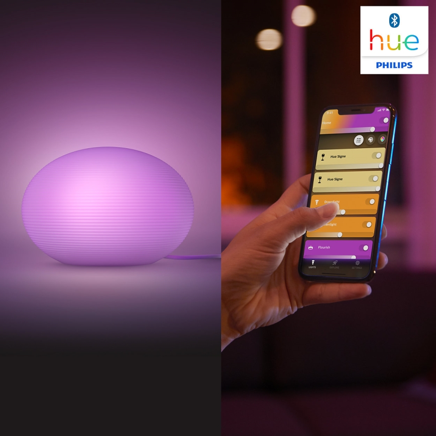 Philips - Candeeiro de mesa LED RGB com regulação Hue FLOURISH White And Color Ambiance 1xE27/9,5W/230V