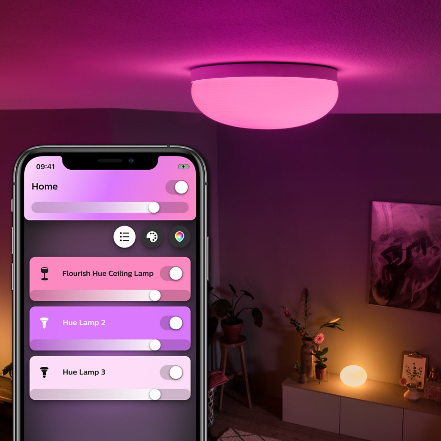 Philips - Iluminação de teto RGBW com regulação Hue FLOURISH White And Color Ambiance LED/32W/230V