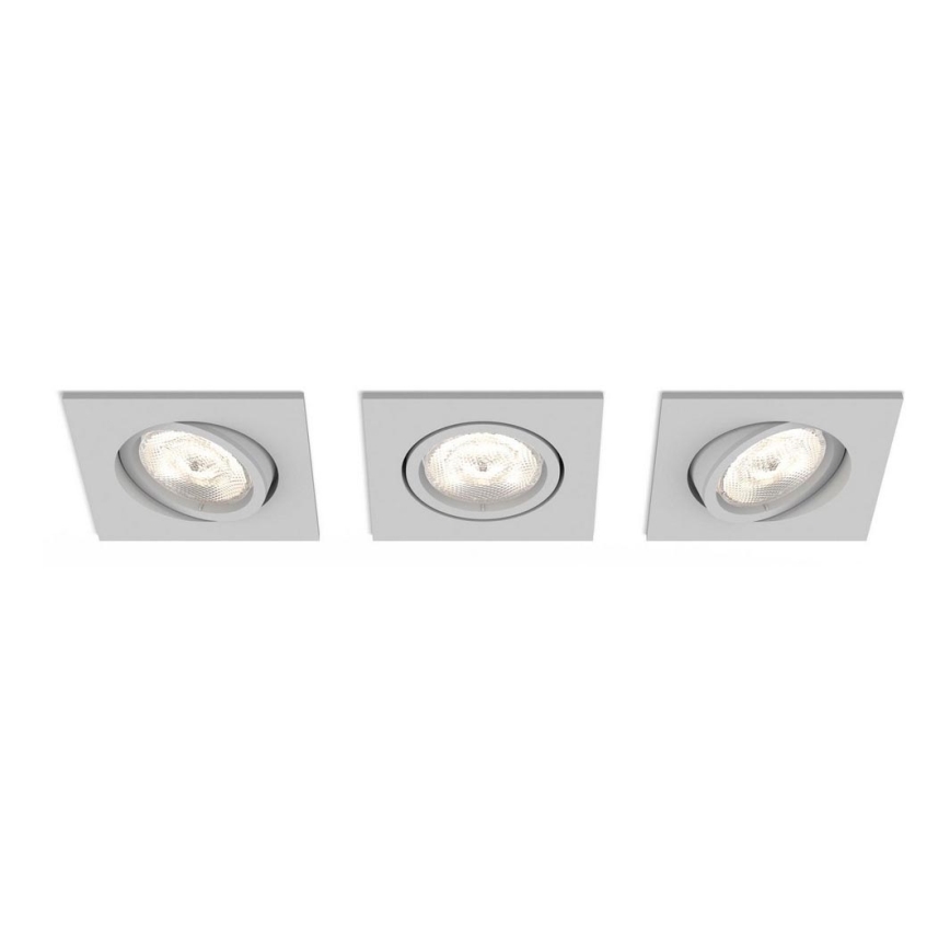 Philips 50123/87/P0 - CONJUNTO 3x Iluminação embutida LED com regulação CASEMENT LED/4,5W/230V