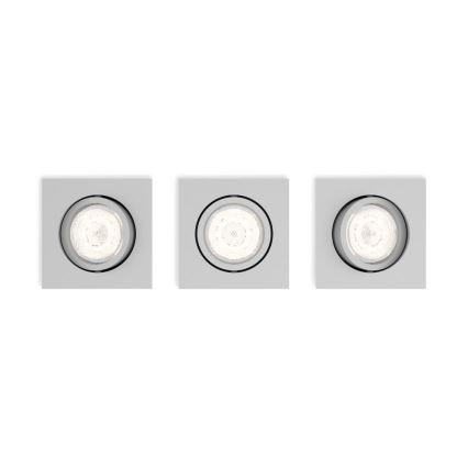 Philips 50123/87/P0 - CONJUNTO 3x Iluminação embutida LED com regulação CASEMENT LED/4,5W/230V
