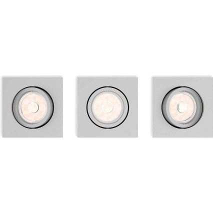 Philips 50193/87/PN - CONJUNTO 3x Luz embutida ENNEPER 1xGU10/5,5W/230V