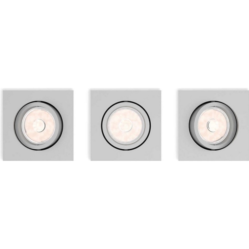 Philips 50193/87/PN - CONJUNTO 3x Luz embutida ENNEPER 1xGU10/5,5W/230V