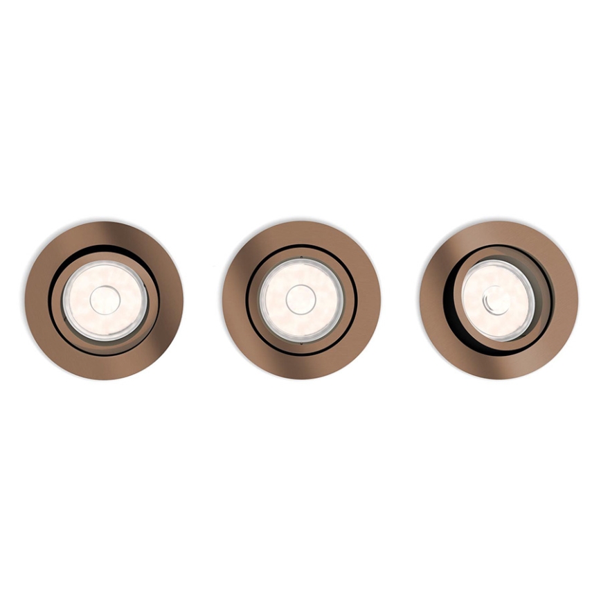 Philips 50393/05/PN - CONJUNTO 3x Focos embutidos DONEGAL 1xGU10/5,5W/230V