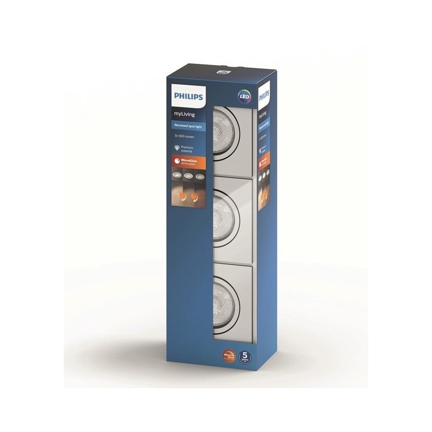 Philips 50393/11/P0 - CONJUNTO 3x Luz de teto suspensa fosca LED SHELLBARK LED/4,5W/230V