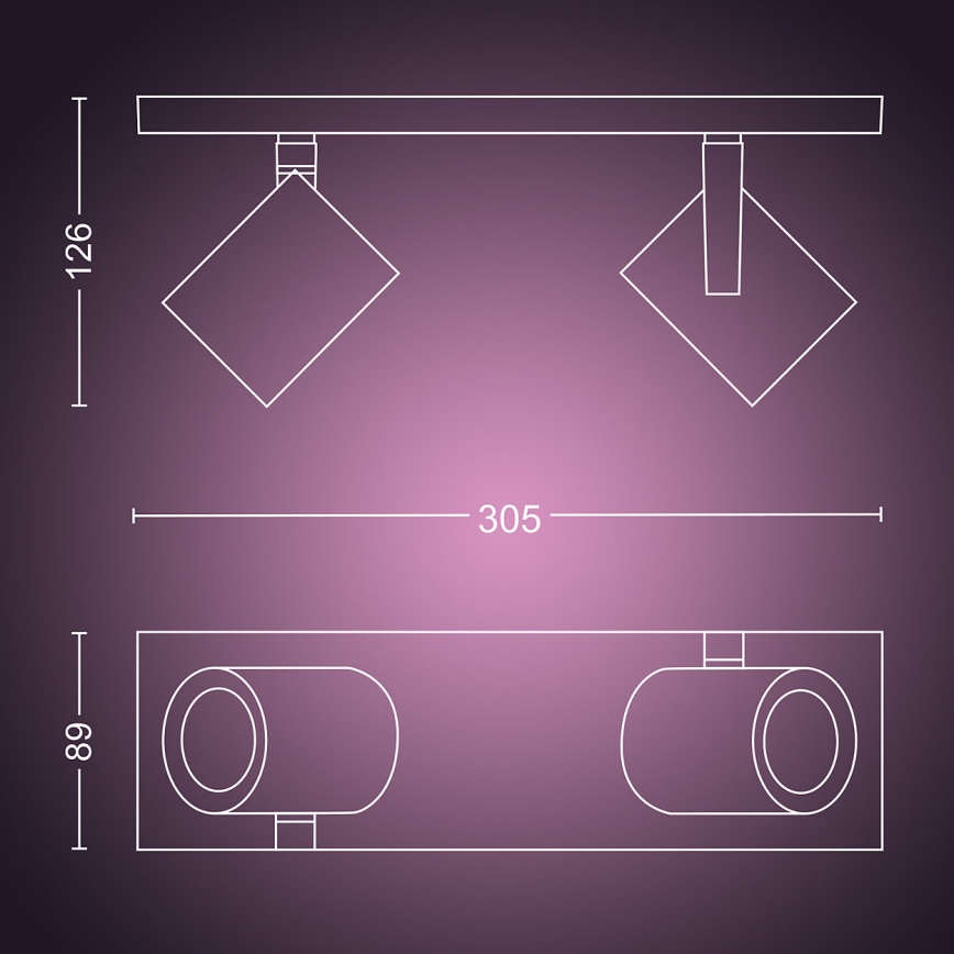 Philips - LED RGBW Foco com regulação Hue ARGENA 2xGU10/5,7W/230V