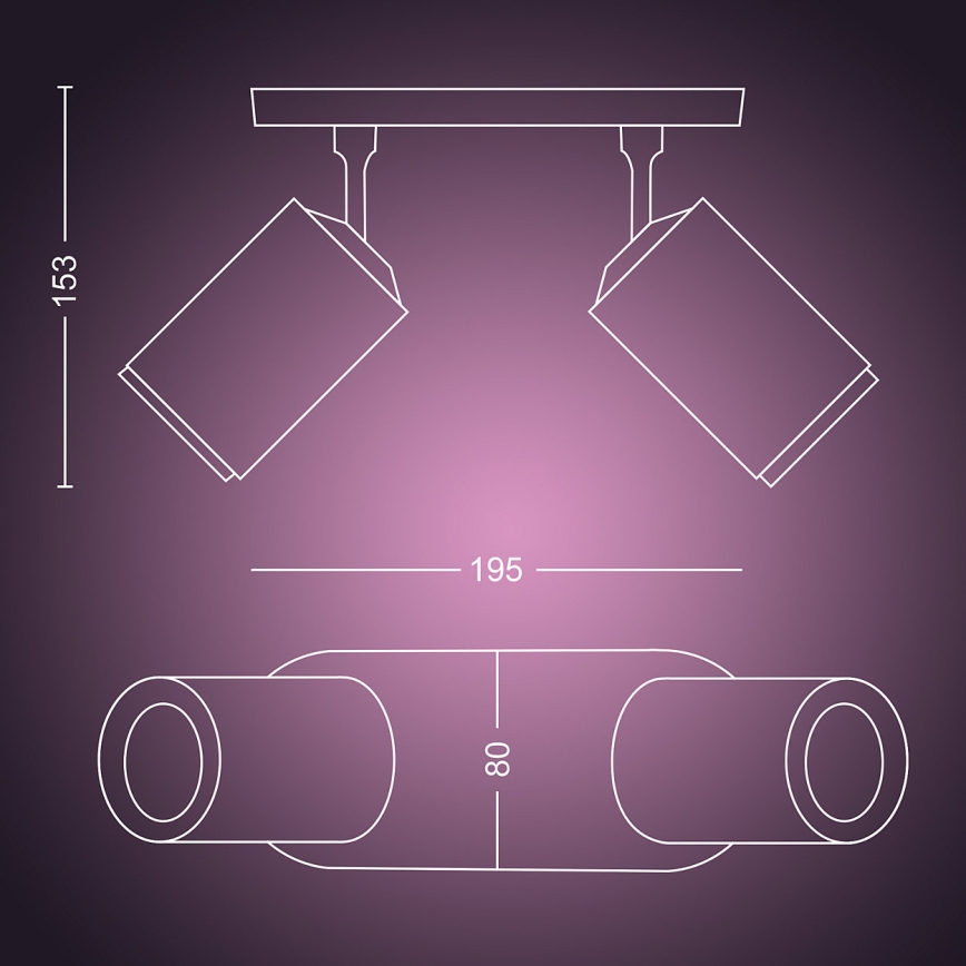 Philips - LED RGBW Foco com regulação Hue FUGATO 2xGU10/5,7W/230V