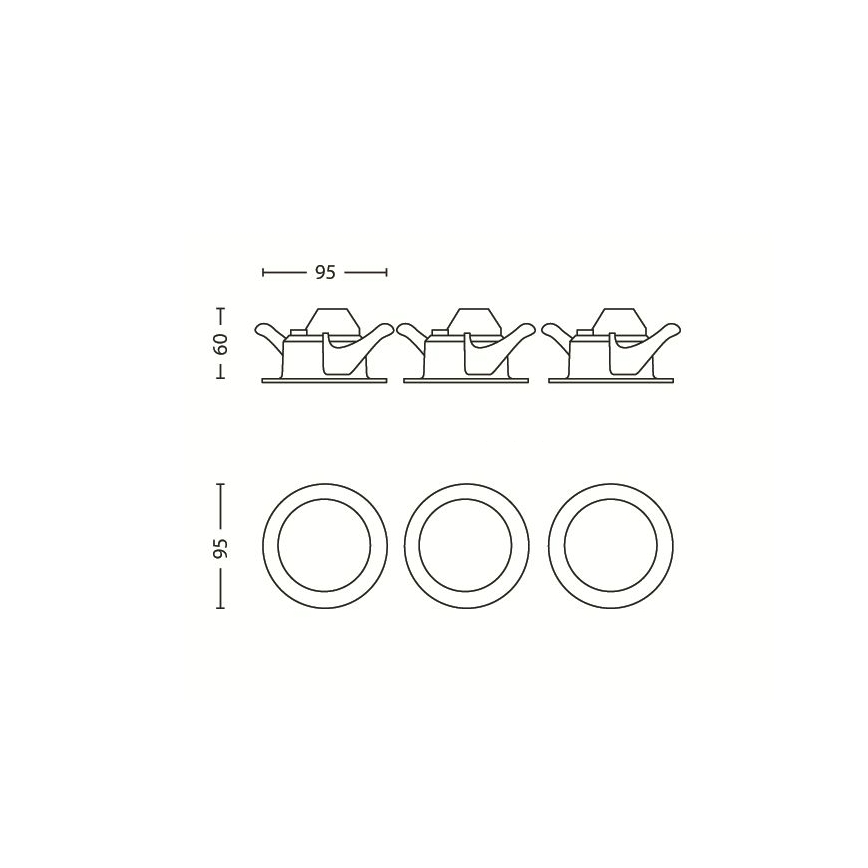 Philips 59100/87/16 - CONJUNTO 3x LEDs de iluminação de encastrar SCEPTRUM LED/3W/230V
