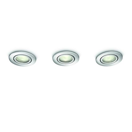 Philips - CONJUNTO 3x Iluminação embutida de casa de banho 3xGU10/35W/230V IP23