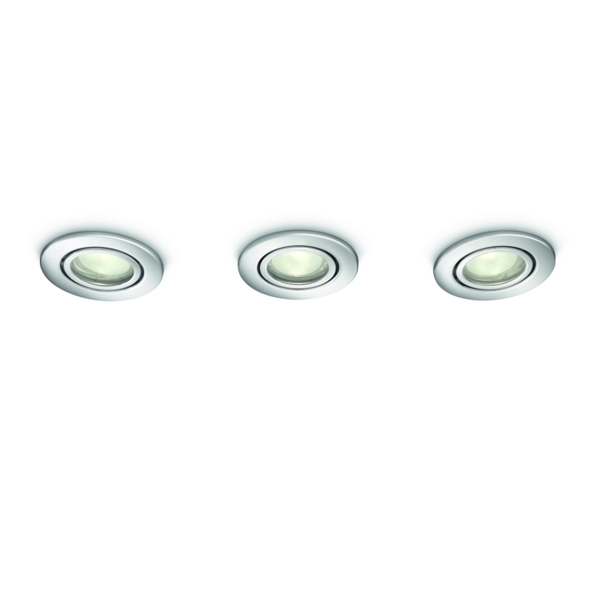 Philips - CONJUNTO 3x Iluminação embutida de casa de banho 3xGU10/35W/230V IP23